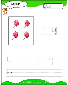 okul öncesi 1 sayısı çizgi çalışması